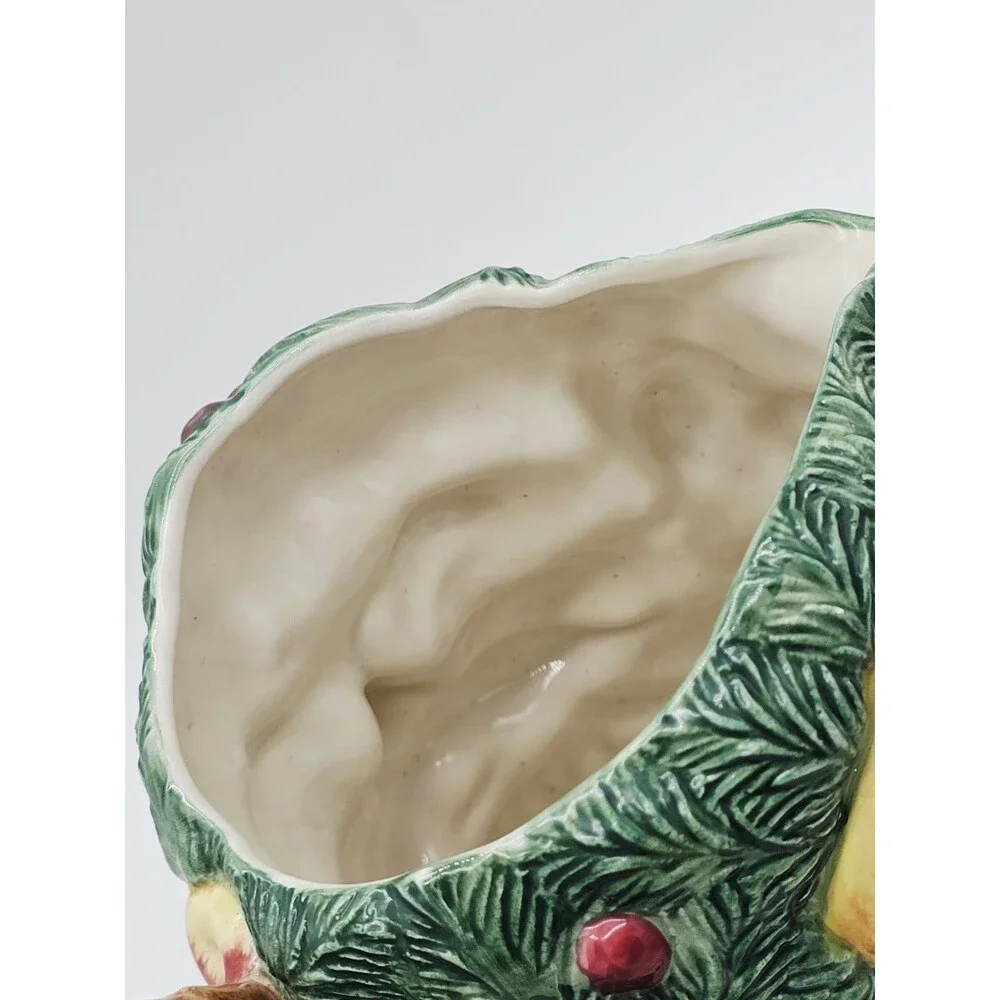 Fitz & Floyd Father Christmas Santa Pitcher 1991 Vintage Ceramic Fruit Pinecones